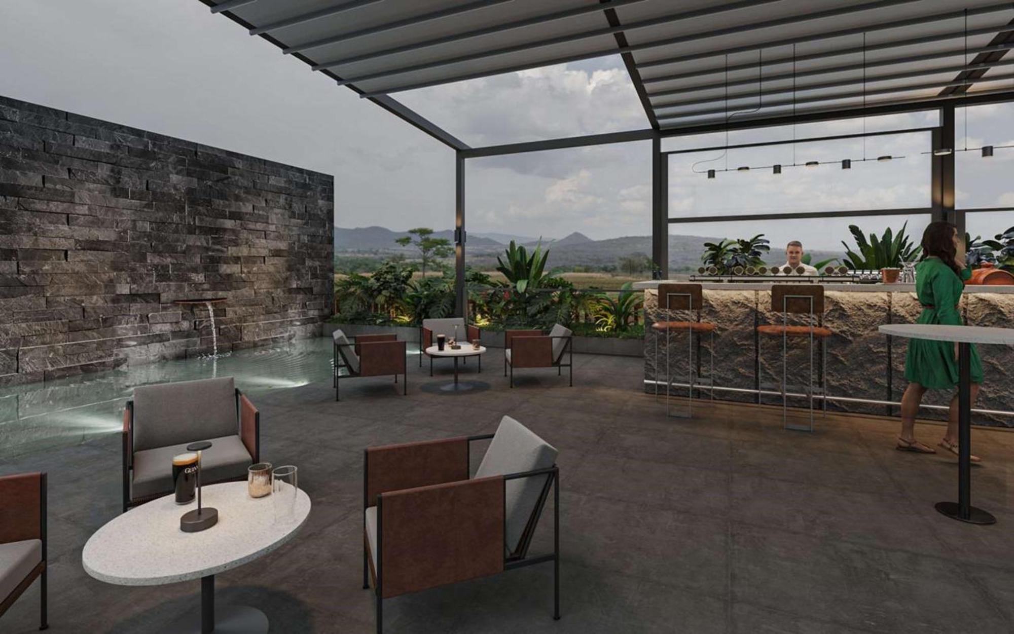 Radisson Resort And Spa Lonavala Bagian luar foto 3D rendering of a rooftop bar